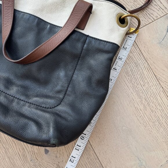 Fossil Keely Tote Bag Purse Color Block Pebbled Leather Crossbody Strap - Picture 14 of 16